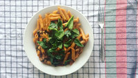 Spelt pasta with homemade tomato sauce and fresh spinach and basil.jpg